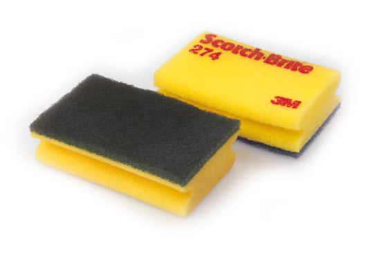 Scotch-Brite™ Synthetischer Schwamm mit Griff 274, Gelb/Grün, 95 mm x 158 mm, 10/Packung