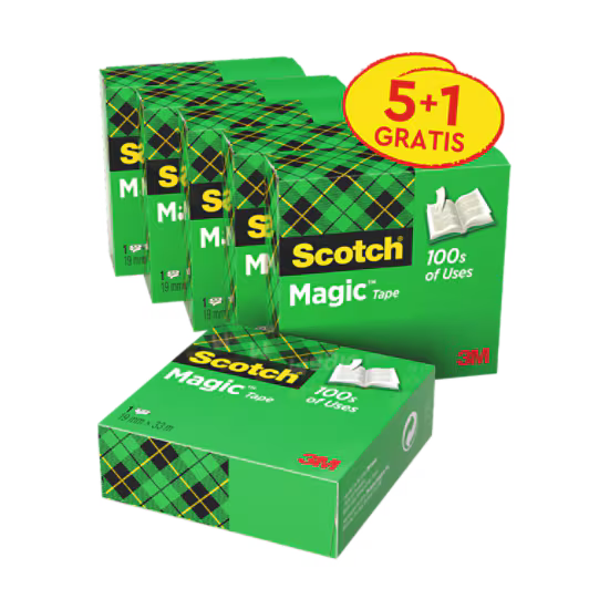 Scotch® Magic™ Unsichtbares Klebeband, Vorteilspackung, 6 Rollen, 19 mm x 33 m