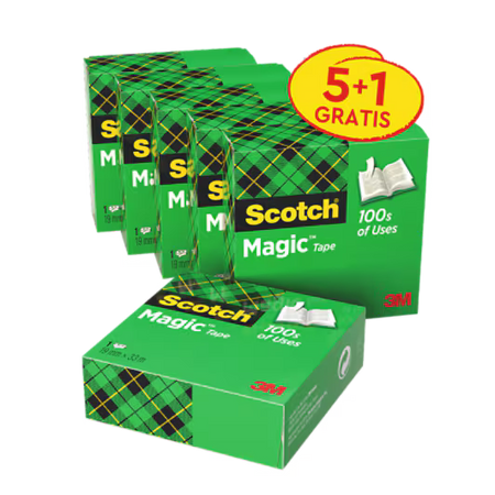 Scotch® Magic™ Unsichtbares Klebeband, Vorteilspackung, 6 Rollen, 19 mm x 33 m