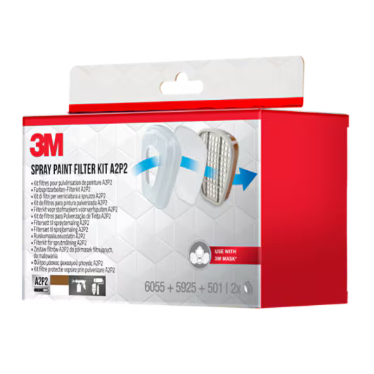 3M™ Filterset für Masken der Serie 6000, 6002BC1, A2P2, (2 x 6055 A2 + 2 x 5925 P2 + 2 x 501 Halter), 4er-Pack/Karton