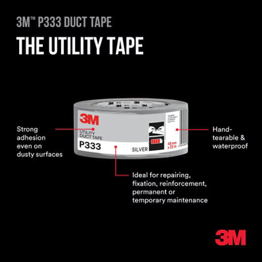 3M™ Gewebeband P333 SILBER, 48 mm x 25 m, 1 Rolle/Packung