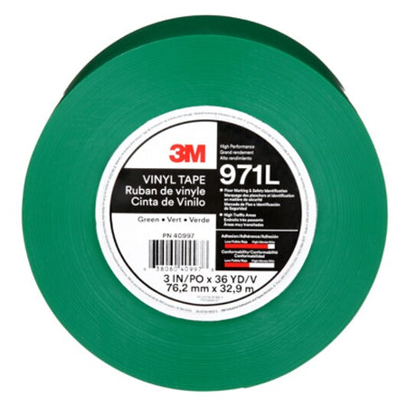 3M™ Langlebiges Bodenmarkierungsband 971L, Grün, 76.2 mm x 33 m, 0.43 mm, einzeln und praktisch verpackt