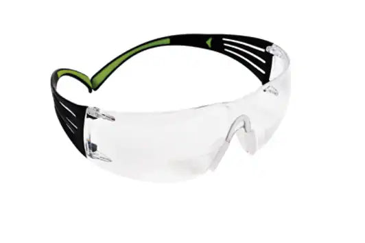 3M™ SecureFit™ 400 Schutzbrille mit Lesehilfe, schwarz/grüner Rahmen, kratzfest/antibeschlag, klar, +1,5 Dioptrien, SF415AS/AF-EU, 20/Box