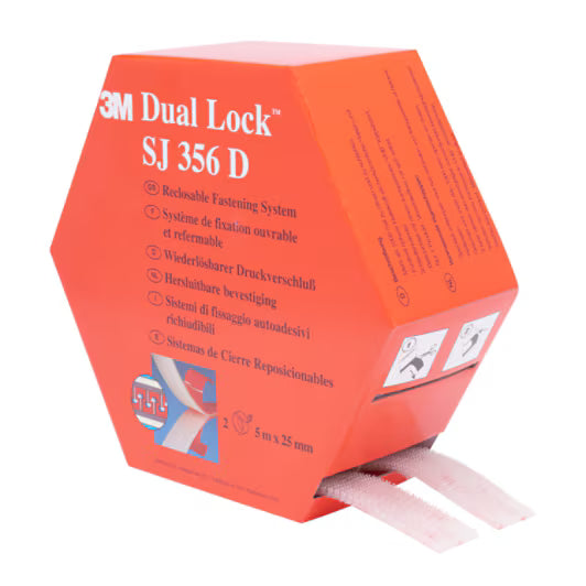 3M™ Dual Lock™ Wiederverschließbarer Verschluss SJ3560, Transparent, 25 mm x 5 m, 5.7 mm, Mini Pack