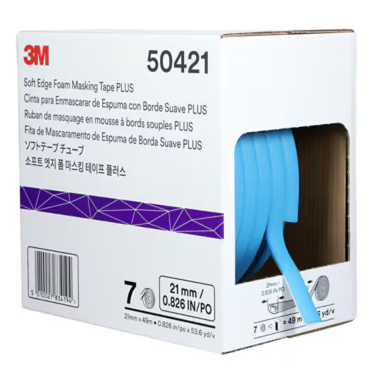 3M™ Soft Edge Schaumstoff-Abdeckband Plus, Blau, 21 mm x 49 m, 50421