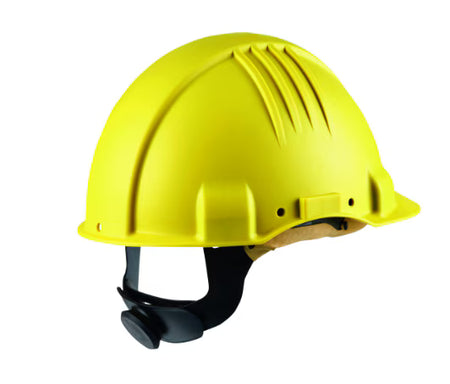 3M™ Schutzhelm für hohe Temperaturen, Ratschenverschluss, unbelüftet, 1000 V dielektrisch, Lederschweißband, gelb, G3501M-GU