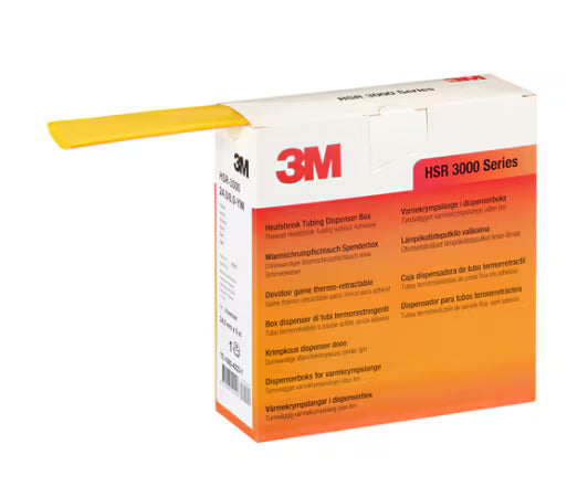 3M™ HSR 3000 Dünnwandiger Warmschrumpfschlauch auf Kleinrolle, gelb, 24/8 mm, 5 m, Spenderkarton