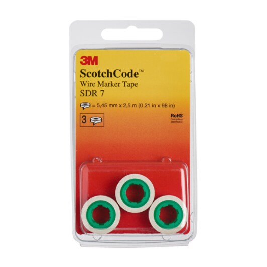 3M™ ScotchCode™ SDR-7 Kabelmarkierung Nachfüllrollen, Nummer „7“, 3x Blisterpackung