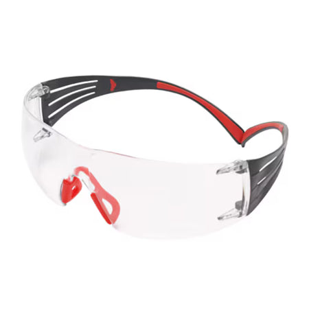 3M™ SecureFit™ 400 Schutzbrille, rot/grauer Rahmen, Scotchgard™ Antibeschlag- und Antikratz-Beschichtung (K&N), klare Scheiben, SF401SGAF-RED-EU
