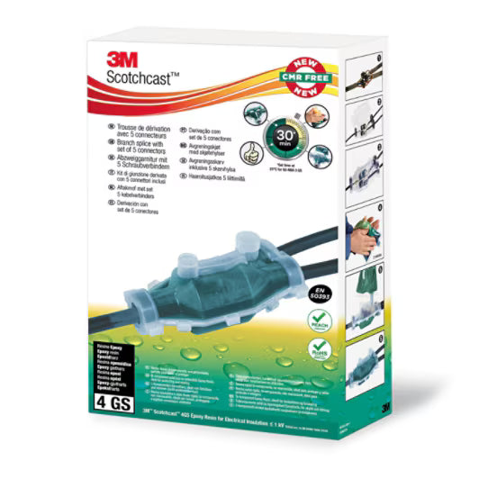 3M™ Scotchcast™ 92-NBB 0 GS Abzweigmuffe mit Gießharz, Y-Form, 0,6/1 kV, 4x 1,5 - 4 / 4x 1,5 - 4 mm²