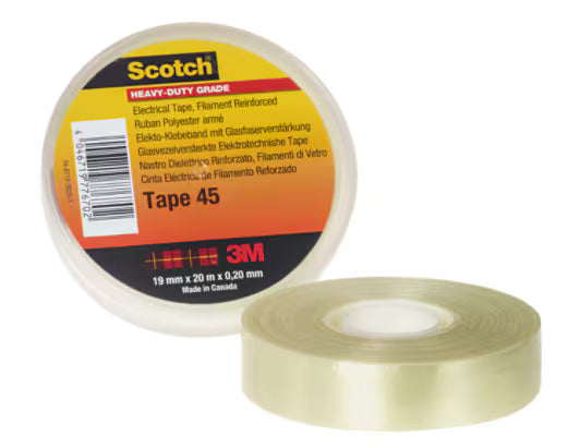 Scotch® 45 Polyester Klebeband, glasfaserverstärkt, Transparent, 19 mm x 20 m, 0,2 mm