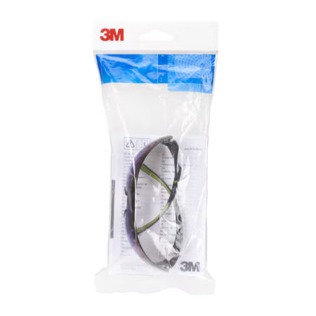 3M™ SecureFit™ 400 Schutzbrille, schwarz/grüner Rahmen, kratzfeste, blaue Spiegelgläser, SF408AS-EU