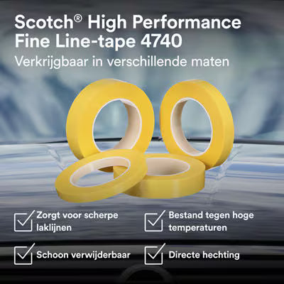 Scotch® Hochleistungs-Feinlinienband 4740, Gelb, 25 mm x 50 m