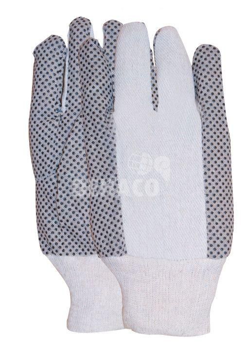 Baumwollhandschuh Polkadot mit PVC-Noppen Kategorie I Größe 10 pro Paar